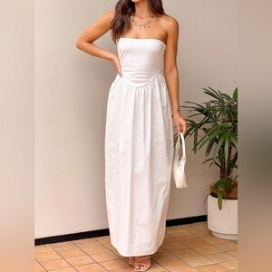 Beginning Boutique White Strapless Maxi Dress